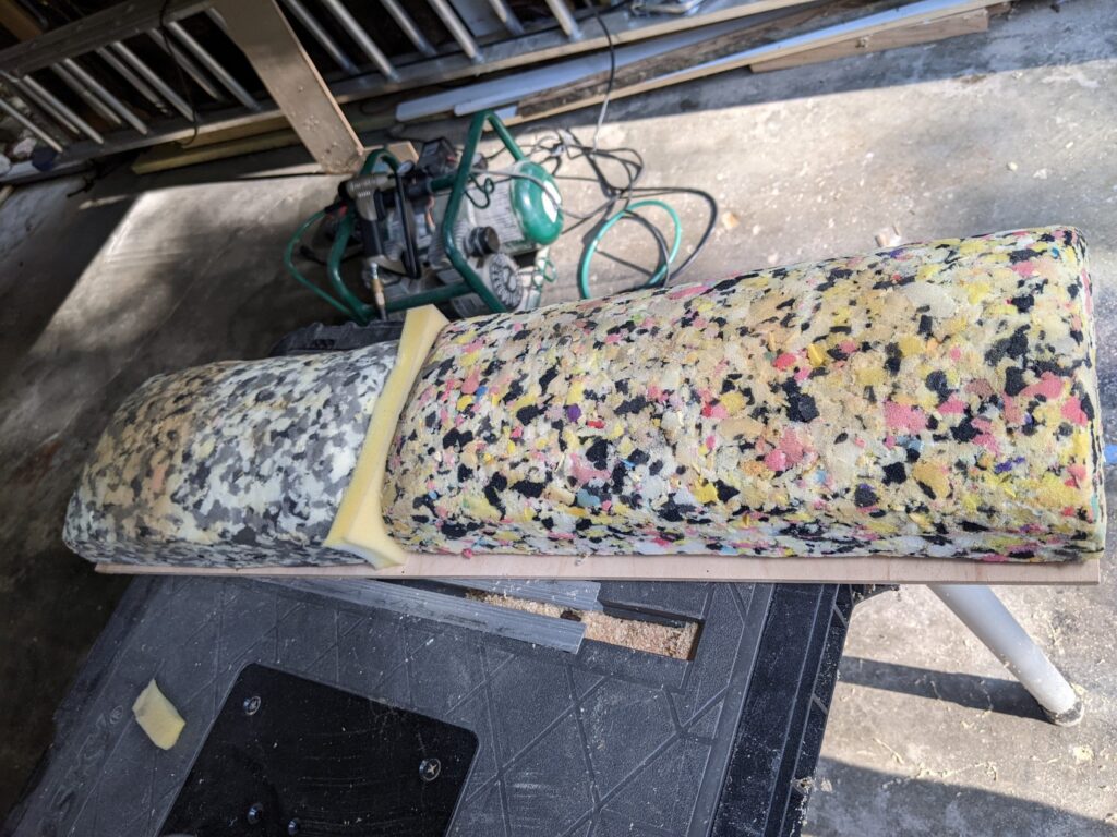 the foam cores of the two seat cushions, laid next to each other